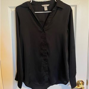 H&M black satin button-down